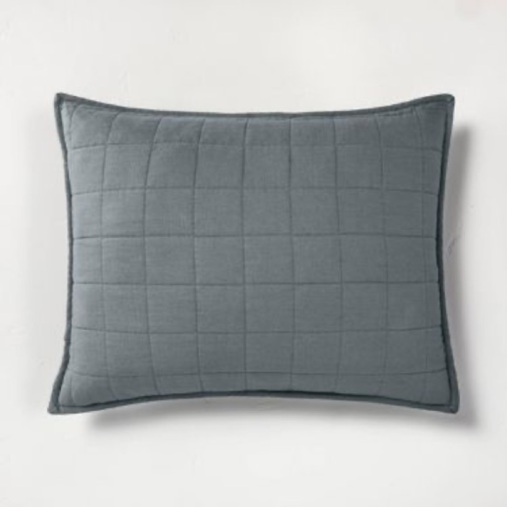 Casaluna Heavyweight Linen Blend Quilt Pillow Sham Standard Dark Gray